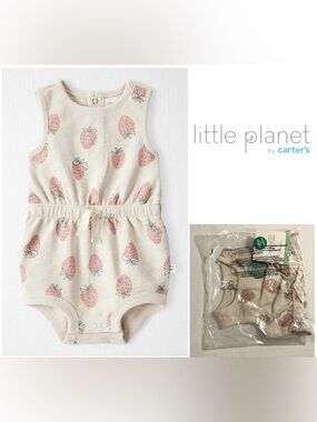 🆕CARTER’S LITTLE PLANET - NB - NWT - INFANT GIRLS STRAWBERRY ROMPER